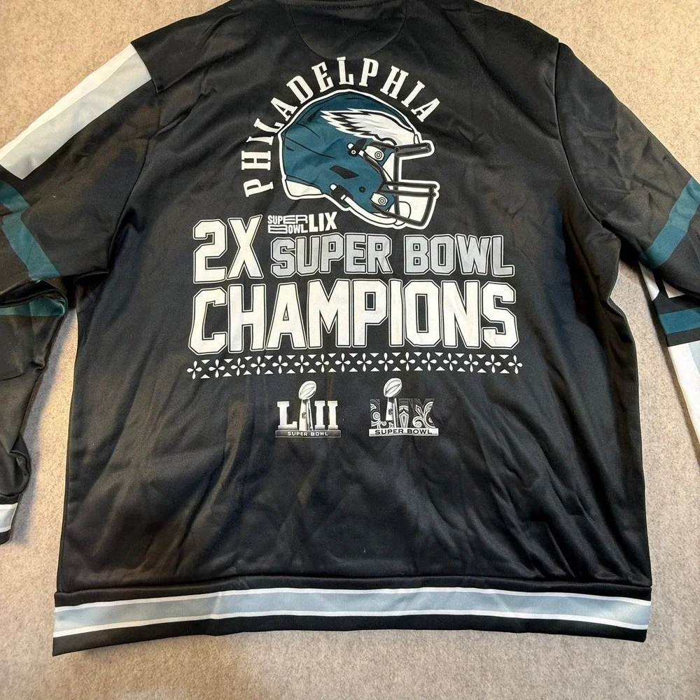 Philadelphia Eagles Super Bowl LIX Champions Jacket Mens XL Black Varsity Bomber